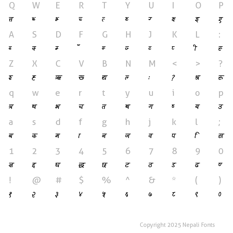 Character Map of 0012  ARAP  BI Regular