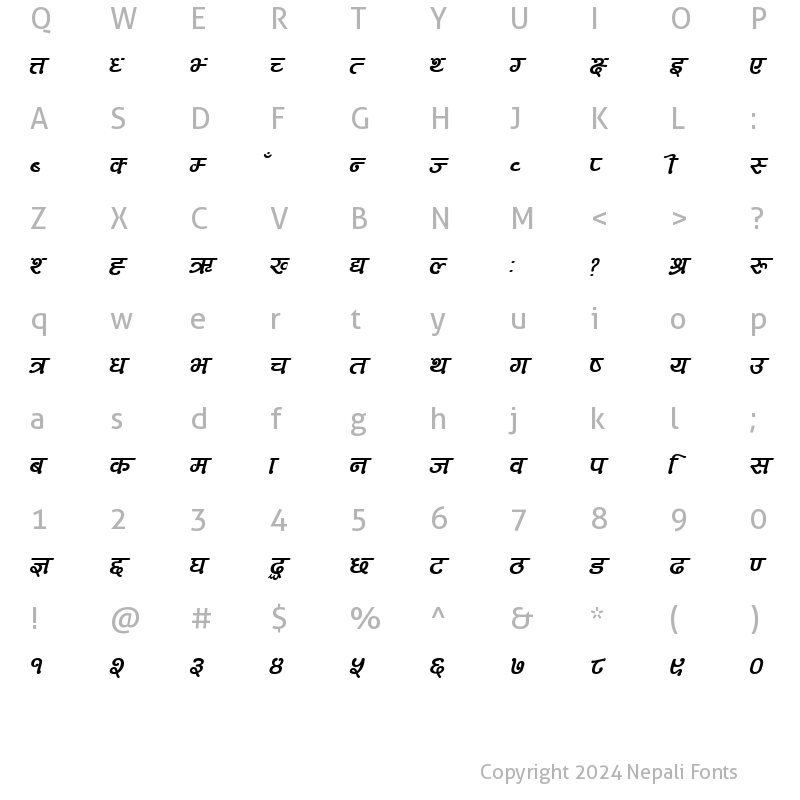 Character Map of 003 ARAP Italic