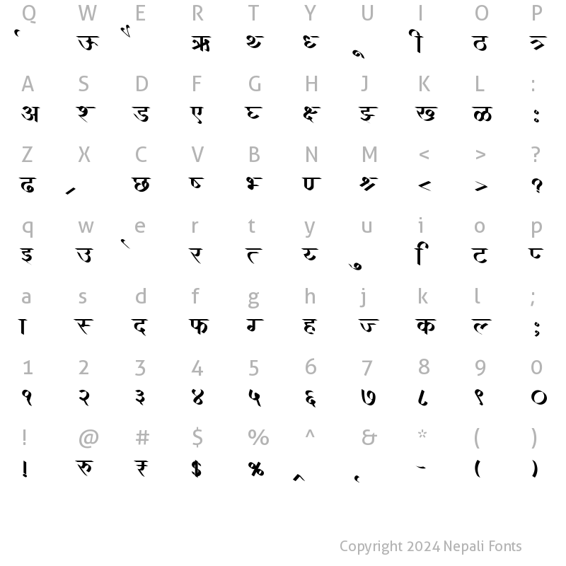 Character Map of AMS Calligraphy 1 Regular