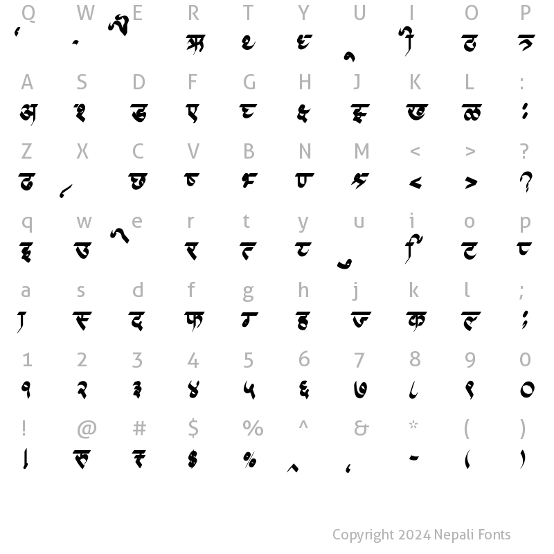 Character Map of AMS Calligraphy 3 Regular