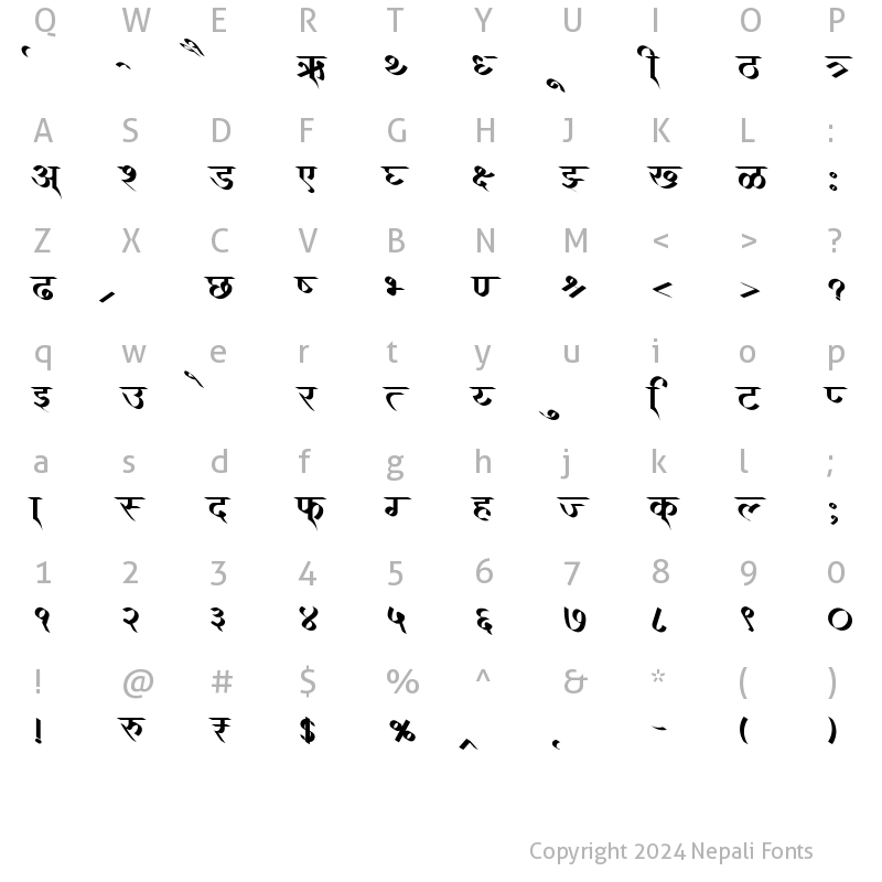 Character Map of AMS Calligraphy 4 Regular