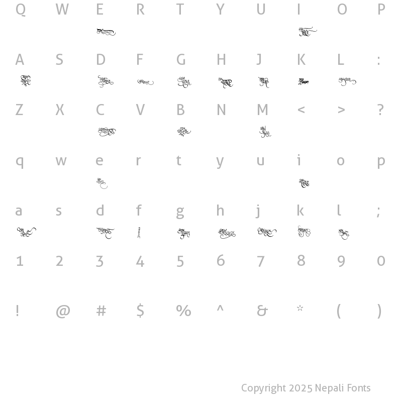 Character Map of AMS Dasra 01 Regular