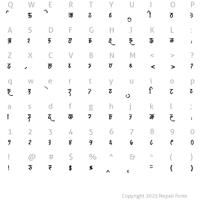 Character Map of AMS Kasturi 1 Regular