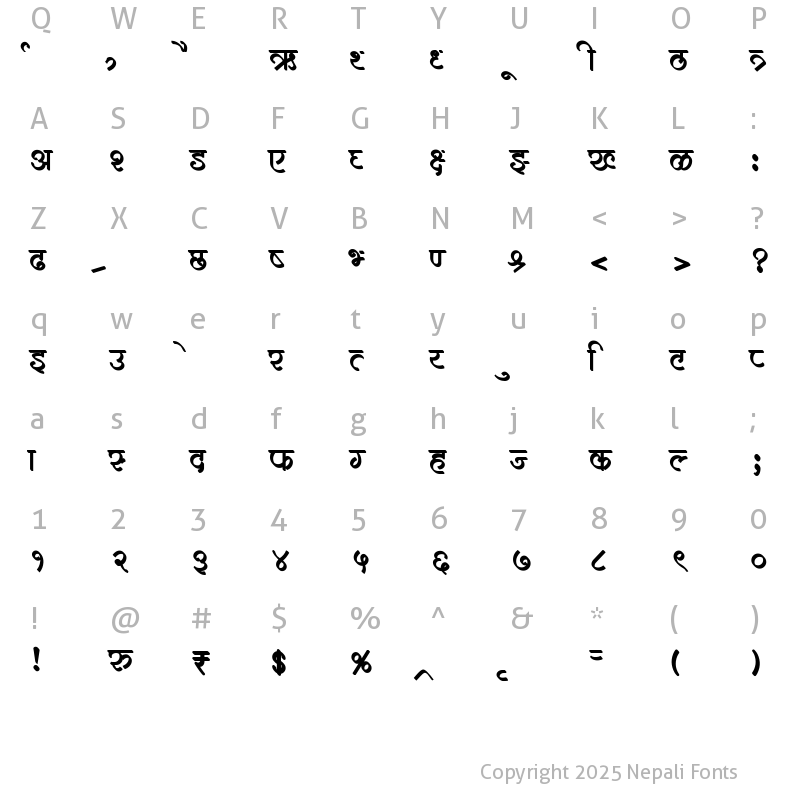 Character Map of AMS Lekhan 3 Regular