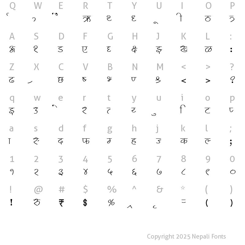 Character Map of AMS Lekhan 5 Regular