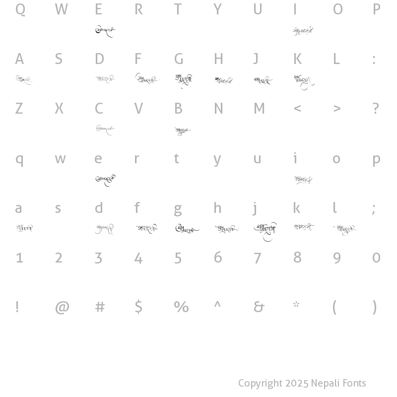 Character Map of AMS Navratri Regular