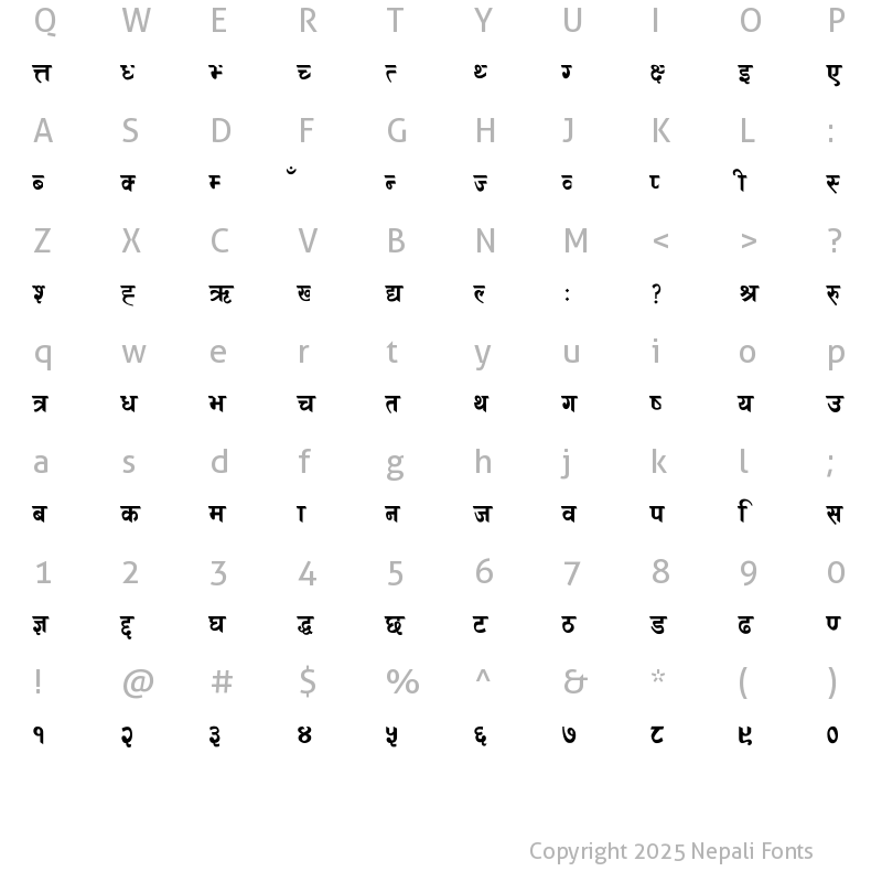 Character Map of ARAP 002 Regular