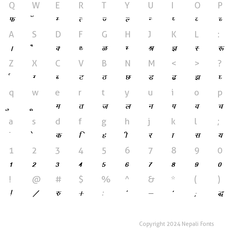 Character Map of DevLys 010 Bold Italic