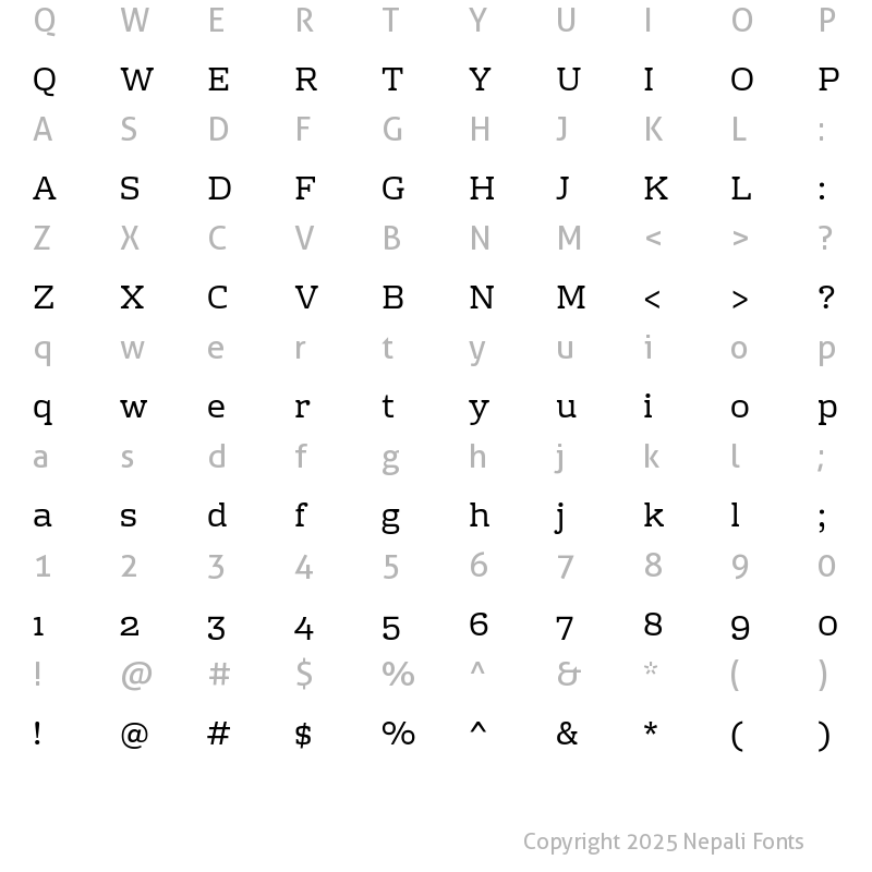 Character Map of Rhodium Libre Regular